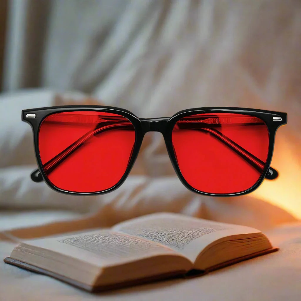 Sleep Oasis red lens blue-light blocking glasses